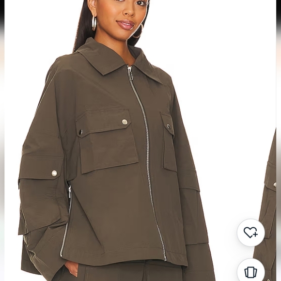 BY.DYLN Zach Utility Nylon Jacket in Coal/olive green. Size Small - Picture 2 of 16